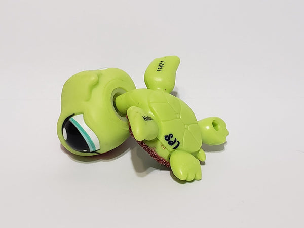 LIKE NEW Littlest Pet Shop Turtle Sparkle Aqua Eyes Glitters 2149 Authentic Lps APR30J