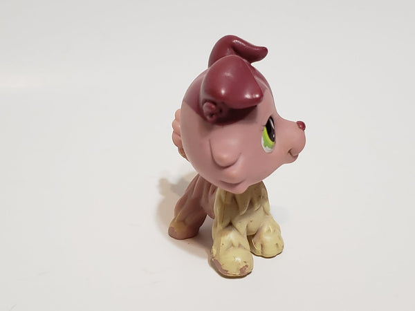 Littlest Pet Shop LPS Collie Dog Puppy 1723 Mauve Plum with Green Eyes Swirl Curl RARE Authentic LPS DEC17J
