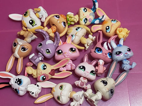 Littlest Pet Shop Set Lot 3 Random Bunny Rabbit Angora Dwarf Lop Ear Authentic