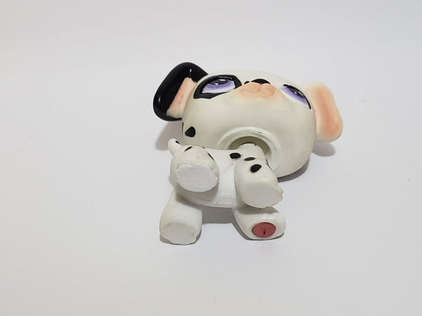 LIKE NEW Littlest Pet Shop Rare Dalmatian 297 Purple Eyes Puppy Dog Authentic MAY7J