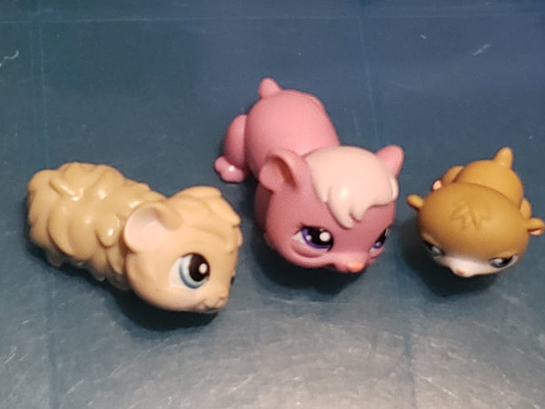 Littlest Pet Shop Random 3 Different Adorable Hamster Guinea Pig Cute Set LPS Authentic
