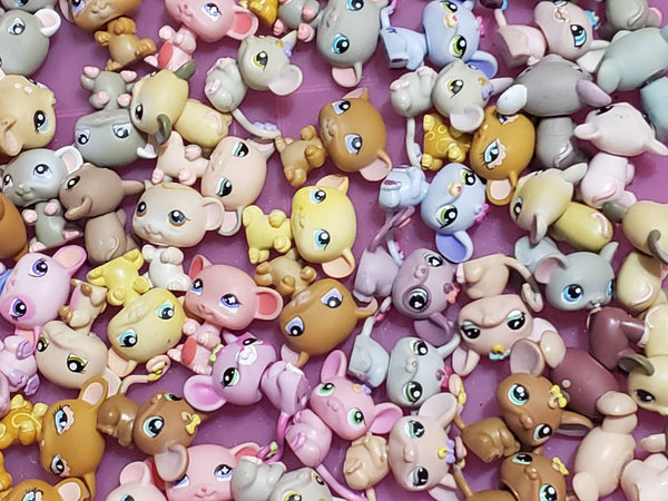 Littlest Pet Shop Random 3 Different Adorable  Mouse Mices Rats Cute Set LPS Authentic