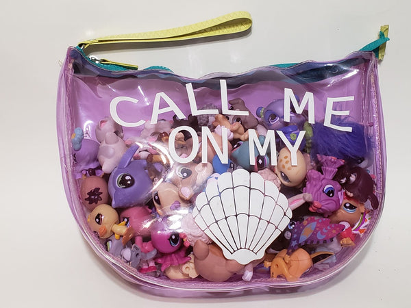 WW Littlest Pet Shop Large Transparent Plastic Bag Purse Carrying Case AUG06J NN