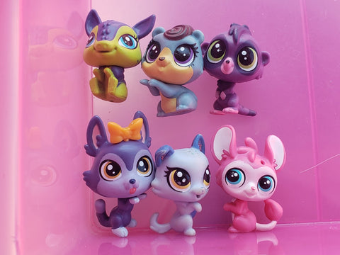 Littlest Pet Shop Lot 6 Mini Babies Cats Dogs Authentic Mar22j