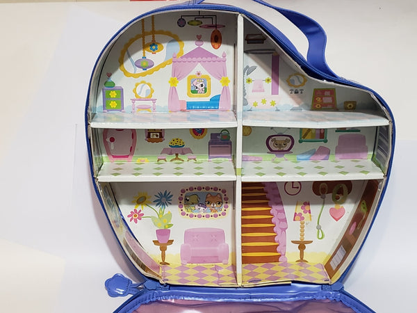 Littlest Pet Shop Pink Blue Medium Plastic Bag Purse Carrying Case on the Go LPS Jan20j