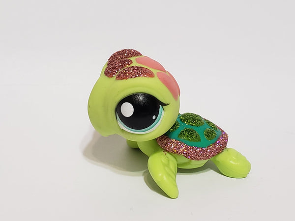 LIKE NEW Littlest Pet Shop Turtle Sparkle Aqua Eyes Glitters 2149 Authentic Lps APR30J