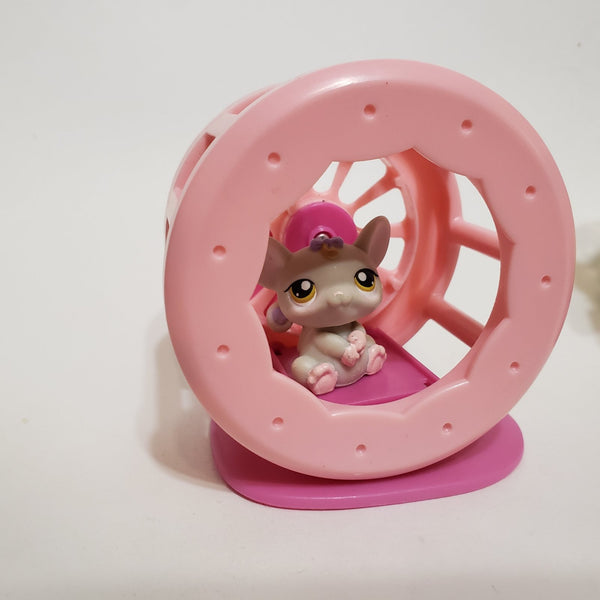 Littlest Pet Shop Random Mouse Hamster with Hamster Wheel Accessory Set Authentic LPS SEP17J