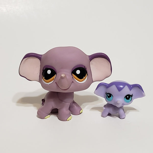 Littlest Pet Shop Purple Mommy Baby Elephant Circus 1086 3598 Set Authentic Lps SEP09J