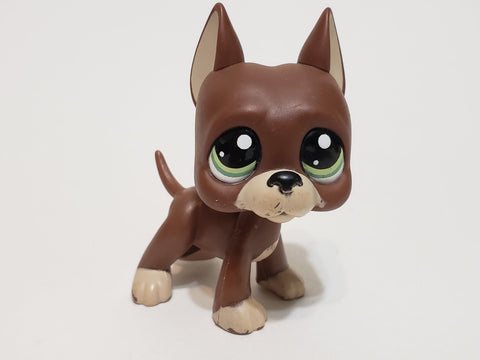 Littlest Pet Shop RARE Brown Chocolate Great Dane Dog Puppy with Green Eyes LPS 1519 SEE VIDEO Minor Wear  JUN03J