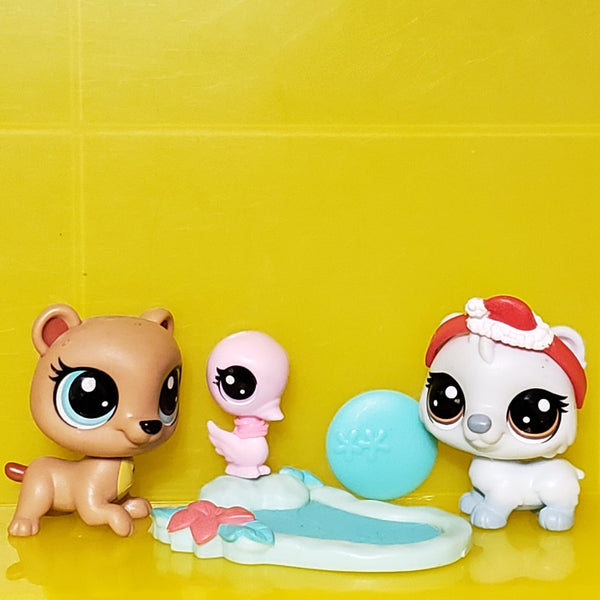 Littlest Pet Shop Lot Christmas Party at the Lake Polar Bear Lulu Doe 3-113 Odessa Orso Set Lps Authentic OCT22J