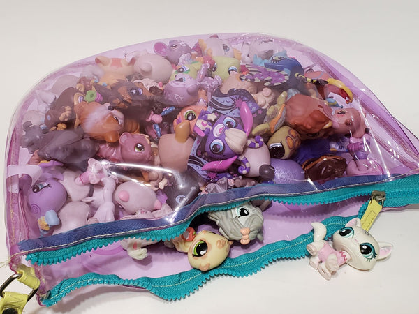 WW Littlest Pet Shop Large Transparent Plastic Bag Purse Carrying Case AUG06J NN