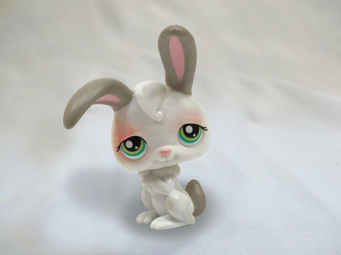 LIKE NEW Littlest Pet Shop White Gray Bunny Rabbit 211 Authentic AUG16K