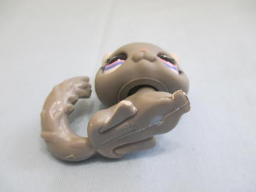 LIKE NEW Littlest Pet Shop 495 Gray Chinchilla w/ Flower Purple Eyes Authentic LPS Feb1ni