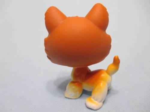 LIKE NEW Littlest Pet Shop Husky 341 Brown Orange and White Dog Puppy with Blue Eyes LPS Mar31npo60