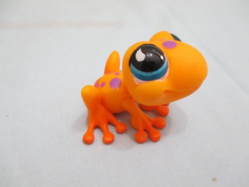 LIKE NEW Littlest Pet Shop Orange Purple Spotted Blue Eyes Toad Frog 874 Authentic LPS AUG13K