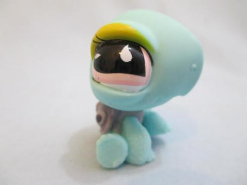 LIKE NEW Littlest Pet Shop 601 Teal Turtle Purple Shell Teardrop Eyes 100% Authentic Feb14npo250