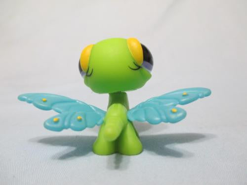 LIKE NEW Littlest Pet Shop Green Dragonfly 598 With Blue Wings Authentic Lps Mar02npo52