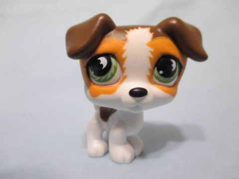 Littlest Pet Shop 804 Jack Russell with Green Bat Eyes Puppy Dog Authentic MAY28J