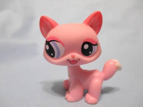 Littlest Pet Shop RARE Standing Shorthair  Cat 1313 Pink Walking Purple Eyes LPS Authentic Feb9ni
