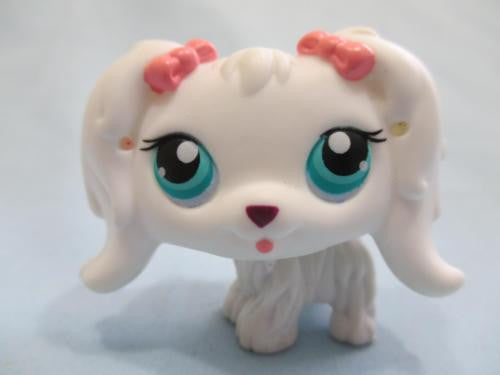 LIKE NEW Littlest Pet Shop Dog White Maltese with Teal Eyes 65 Authentic Lps Mar17n