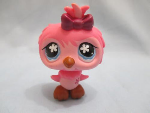 LIKE NEW Littlest Pet Shop Bird Owl Pink and Cream with Blue Flower Eyes 496 Authentic Lps SEE VIDEO APR04J