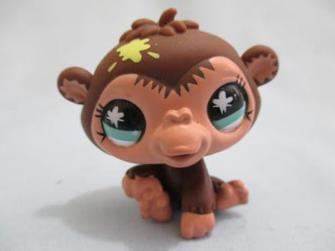 LIKE NEW Littlest Pet Shop LPS 663 Brown Messiest Monkey Chimp Green Eyes Apr26ni