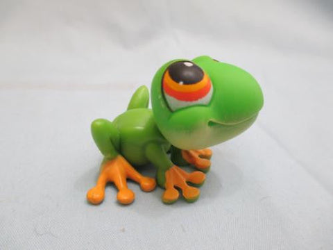LIKE NEW Littlest Pet Shop GREEN FROG 50 Orange Eyes Hasbro LPS Authentic AUG16K