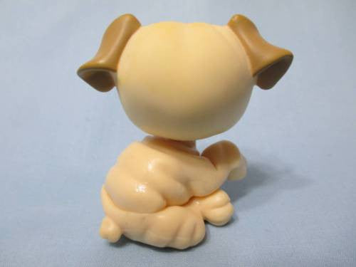 Littlest Pet Shop Bulldog 135 Yellow and Brown Pink Blue Eye Dog Authentic Lps Jan28ni