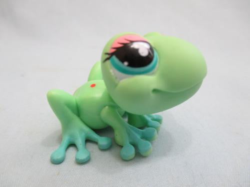 LIKE NEW Littlest Pet Shop Pet Tree Frog 474 Green Red Spots Tongue Licking Lips Feb12nn