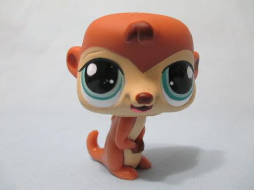 Littlest Pet Shop Meerkat 1376 Brown and Tan With Aqua Blue Eyes Authentic LPS JUN2J