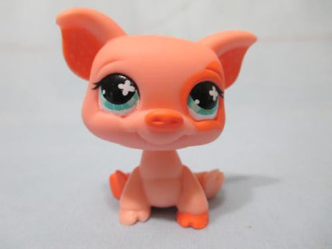 Littlest Pet Shop Plaastic Pig 622 Sitting Pink Spotted Aqua Polka Dot Authentic Lps APR21J