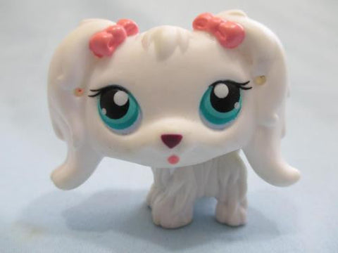 LIKE NEW Littlest Pet Shop Dog White Maltese with Teal Eyes 65 Authentic Lps Mar17n