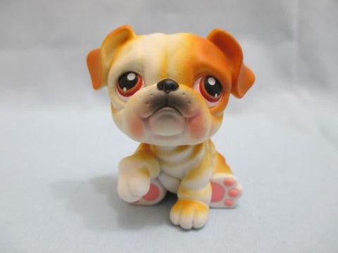 LIKE NEW Littlest Pet Shop Golden Brown Bulldog Puppy Dog 46 Authentic Lps May19npo45