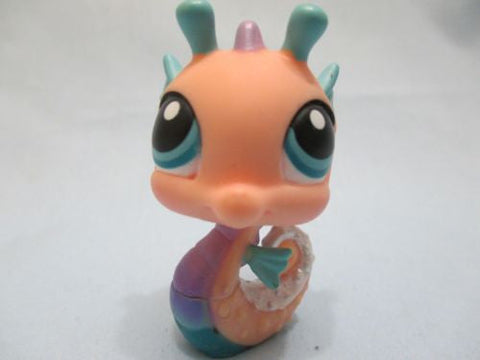 LIKE NEW Littlest Pet Shop 142 Peach Blue Purple Seahorse Sea Horse Pink Authentic Lps Mar10ni