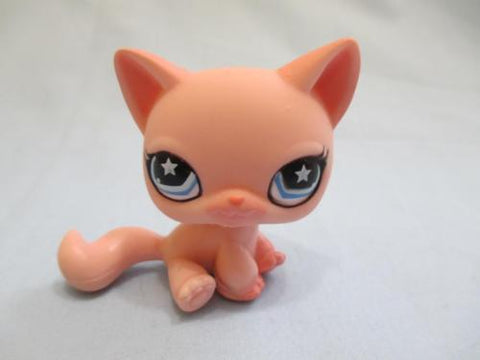 LIKE NEW Littlest Pet Shop Pink Shorthair Cat Kitty 959 Blue Star Eyes LPS Authentic Feb2ni