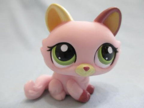 Littlest Pet Shop Cat Crouching Pink Mauve Green Eyes 1489 Authentic Lps APR20J