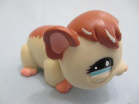 LIKE NEW Littlest Pet Shop 683 Cream Brown Hamster Guinea Pig w/ Blue Teardrop Eyes LPS Authentic Mar22npoDM