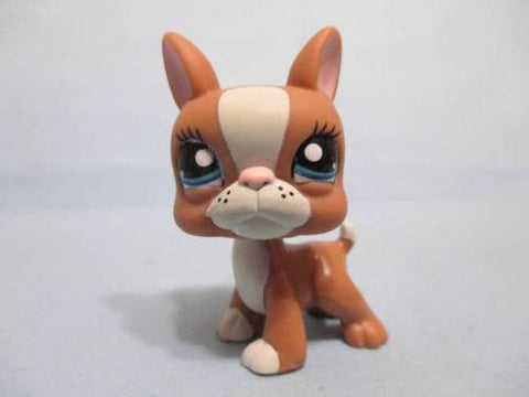 Littlest Pet Shop Dog Boston Terrier 1380 Caramel Brown and White  Authentic Lps MY05J