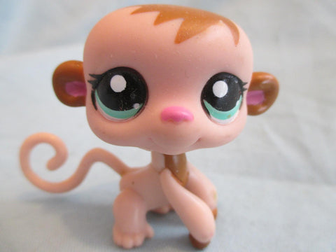 LIKE NEW  Littlest Pet Shop Tan Brown Monkey 1671 with Pink Nose and Ears  Authentic APR02J