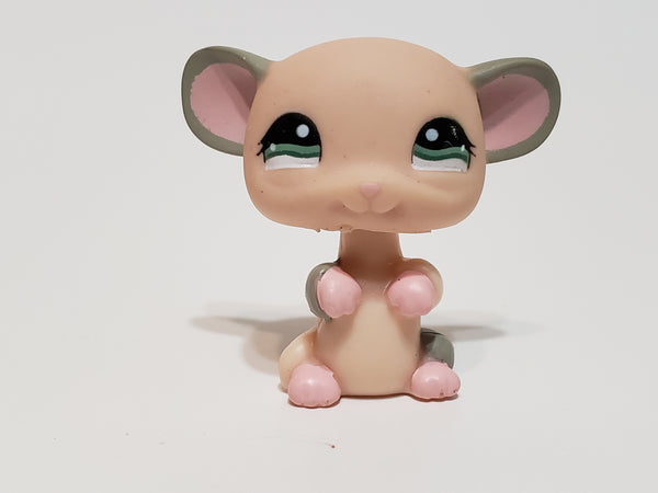 Littlest Pet Shop Pale Orange Rat Mouse 1168 w/ Gray Ears & Dull Green Eyes Authentic LPS Feb28N
