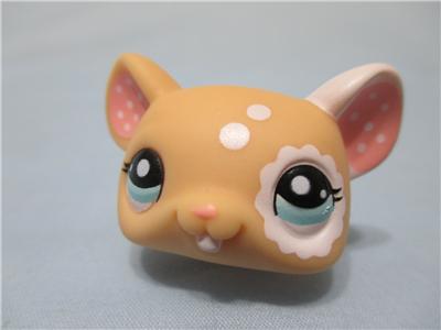 LIKE NEW LITTLEST PET SHOP 1618 CREAM AND WHITE SPOTTED MOUSE RAT Apr03n