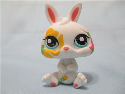 LITTLEST PET SHOP RABBIT BUNNY POST CARD PET WHITE FLOWERS 1067 AUTHENTIC LPS Mar22j