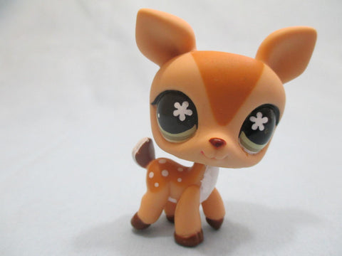 LIKE NEW Littlest Pet Shop Brown Fawn Deer 634 green Flower Eyes Bambi Authentic Lps APR29J