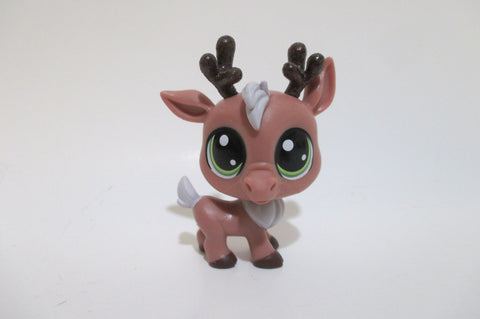 Littlest Pet Shop Authentic HTF No Number Glitter Brown Caribou Moose Deer Authentic Oct12npo200 NN