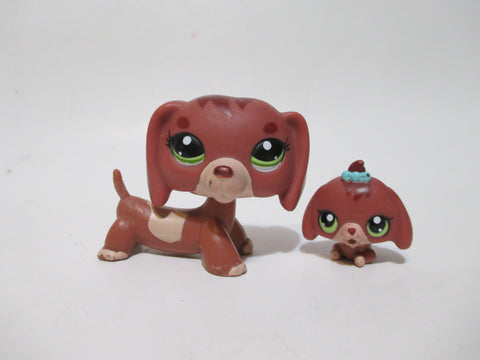 Littlest Pet Shop Lot Dachshund Dog Mommy Baby 3601 3602 Set Authentic Lps Blemished MAY2J86