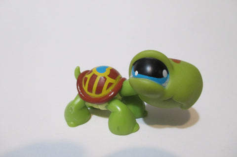 Littlest Pet Shop Turtle Green W Blue Heart 393 Authentic APR25JI SEE VIDEO