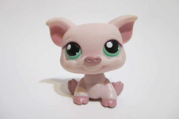 LIKE NEW Littlest Pet Shop Rare Pig 296 Pink With Green Eyes Red Lashes Authentic AIK OCT13 NN