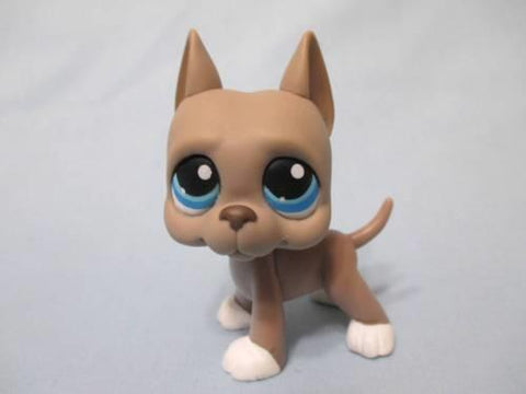 LIKE NEW Littlest Pet Shop Gray GREAT DANE 184 with Blue Eyes Dog Puppy Grey LPS Authentic SEE VIDEO MY04J