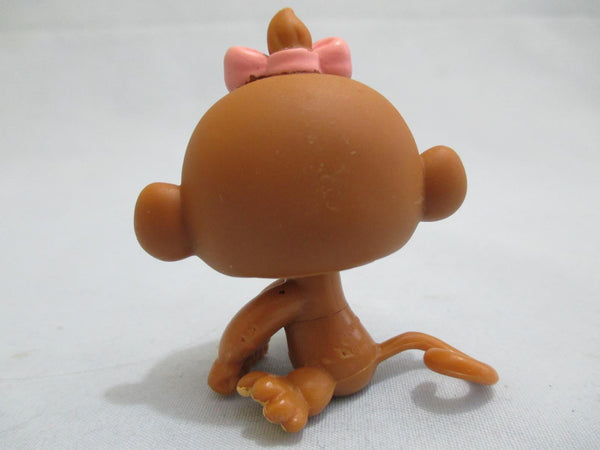 Littlest Pet Shop Tan Monkey Baby Gorilla 216 w/ Pink Bow Authentic Lps  Blemished As Shown Dec1n