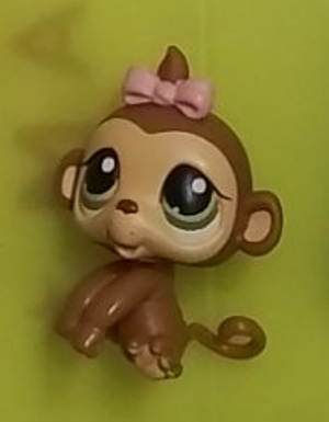 Littlest Pet Shop Tan Monkey Baby Gorilla 216 w/ Pink Bow Authentic Lps  Blemished As Shown Dec1n